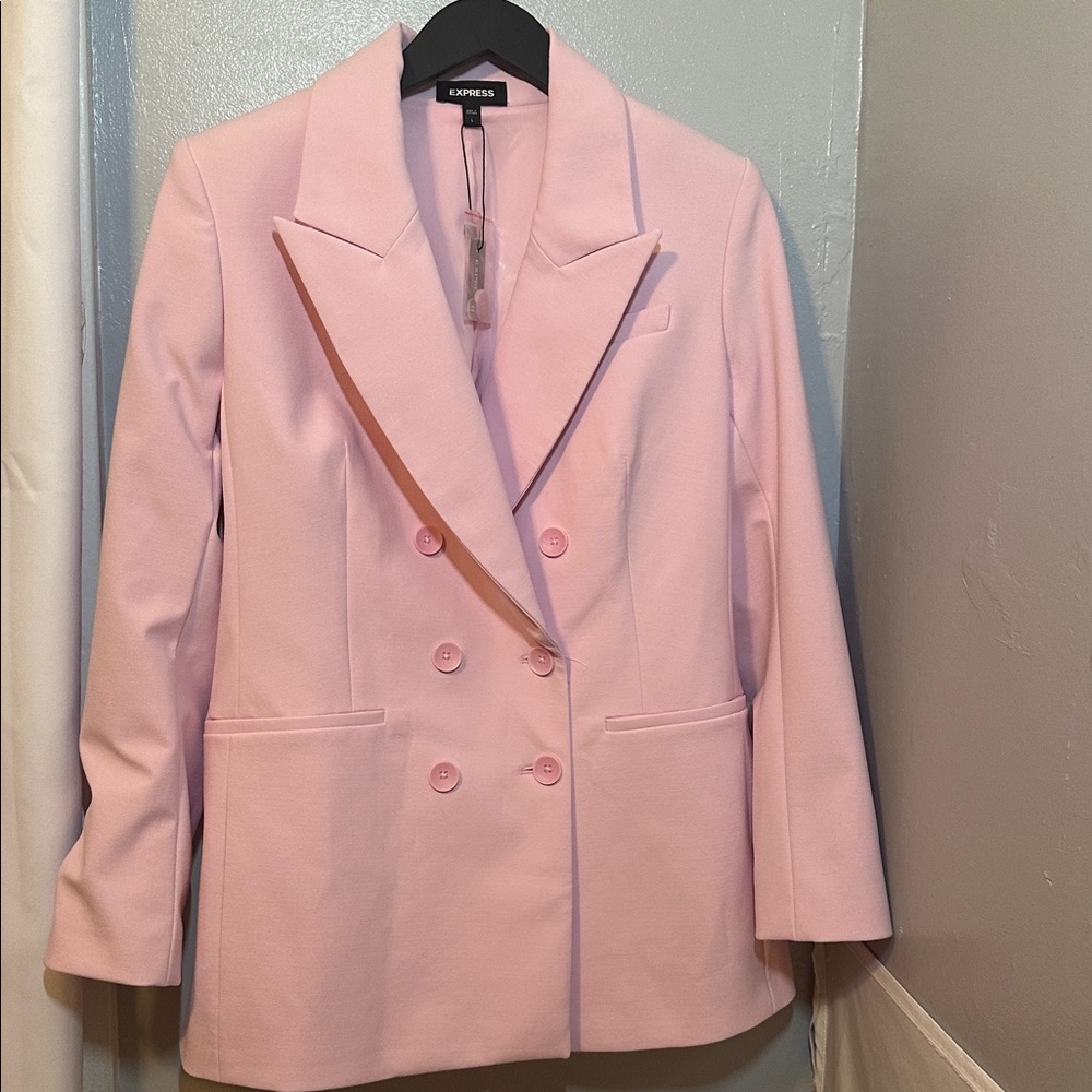 Express Double-Breasted Light Pink Blazer